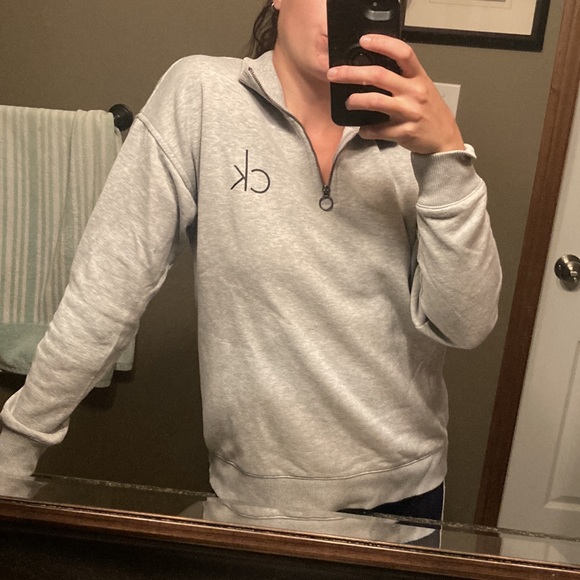 2/$20 Calvin Klein 3/4 Zip Grey Sweatshirt - Picture 5 of 9